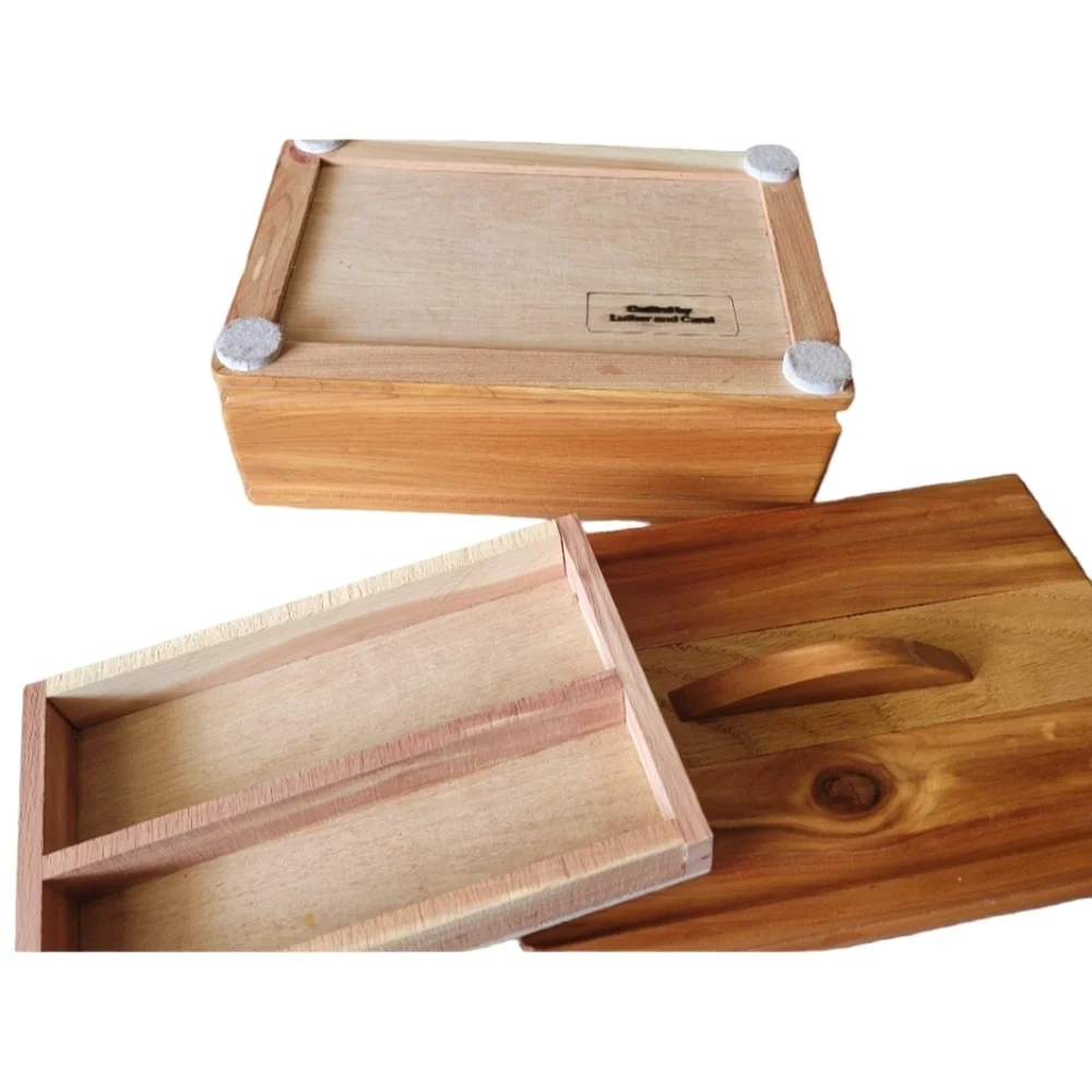 Handmade Cedar Lined Lidded Wooden Jewelry Box Vintage Hand Stamped